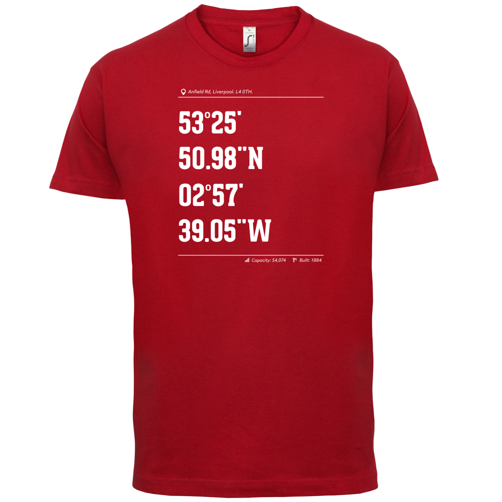 Stadium Coordinates Liverpool T Shirt