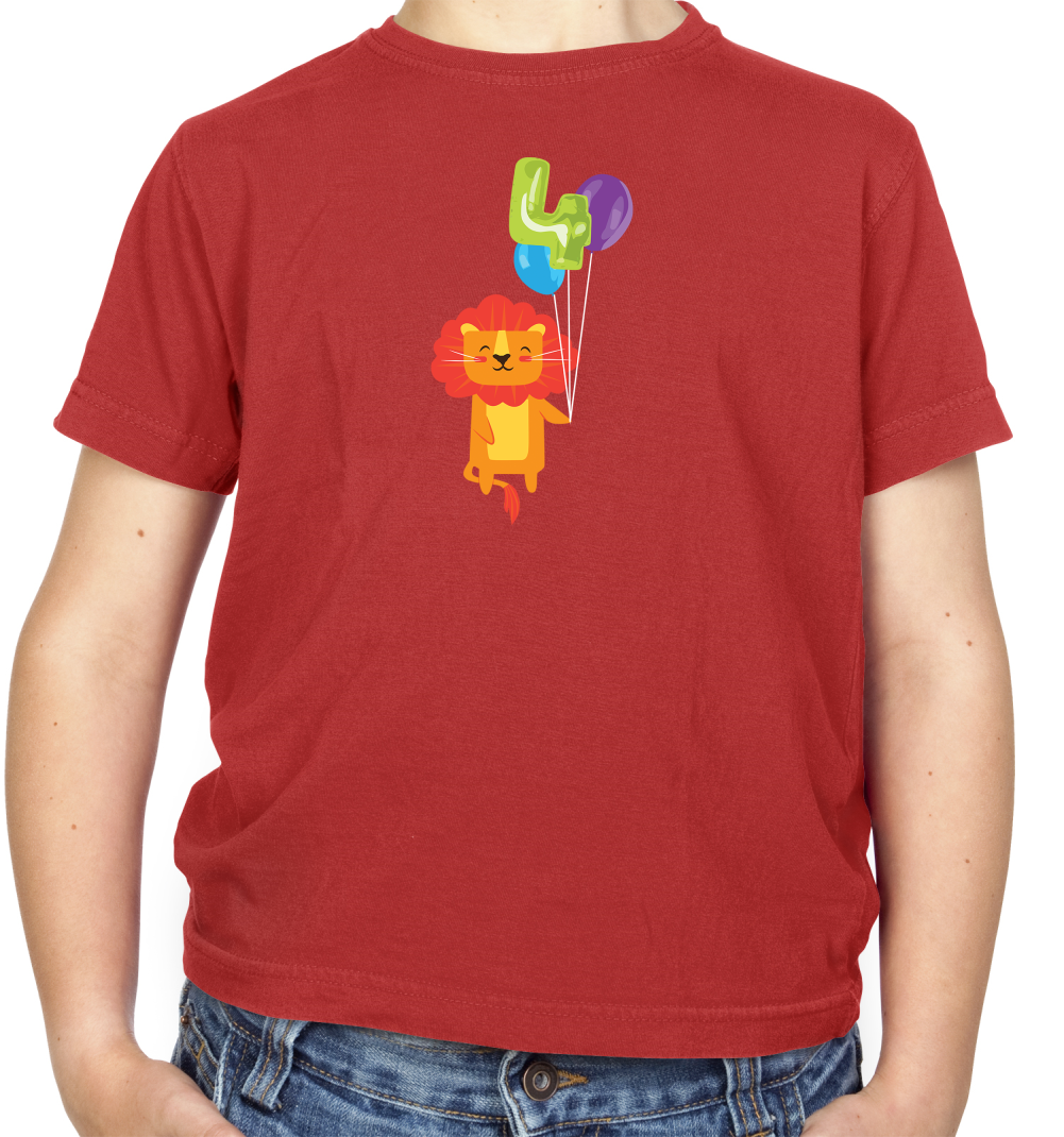 4th Birthday Lion Kids T Shirt