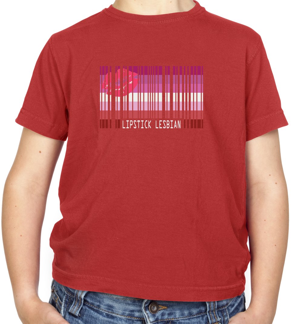 LGBT Barcode Flags - Lipstick Lesbian Kids T Shirt