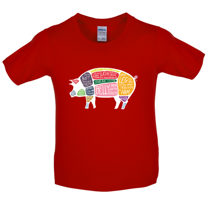 Butcher Pig Diagram Kids T Shirt