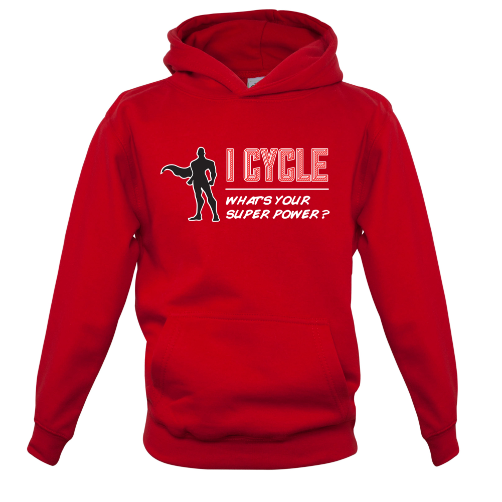 I Cycle What's Your Super Power MALE Design Kids T Shirt