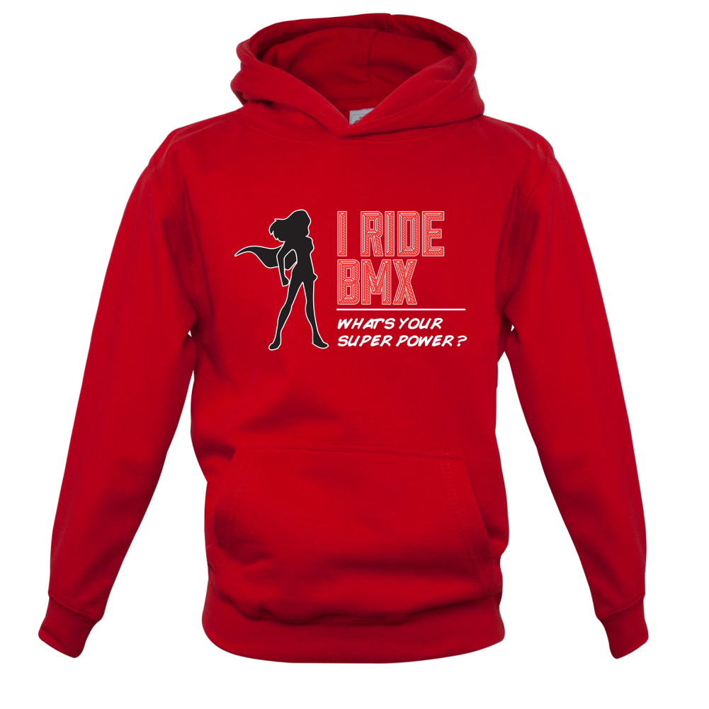 I Ride BMX What's Your Super Power FEMALE Design Kids T Shirt