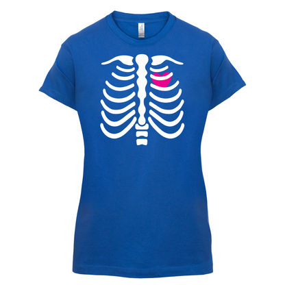 Pink Heart Skeleton T Shirt