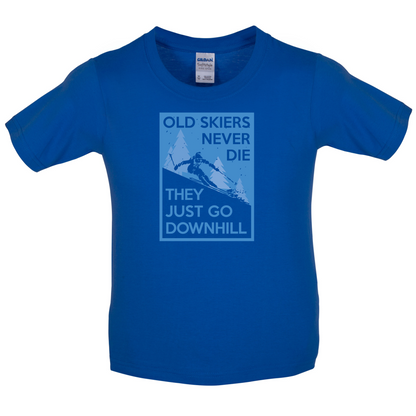 Skiers Go Downhill Kids T Shirt