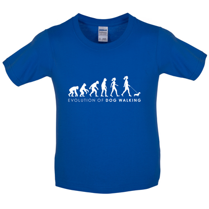 Evolution Of Woman Dog Walking Kids T Shirt