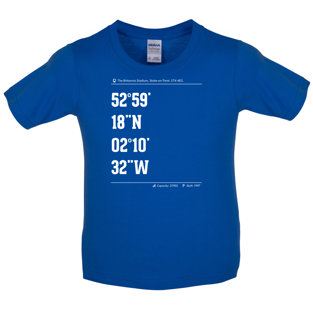 Stadium Coordinates Stoke  Kids T Shirt