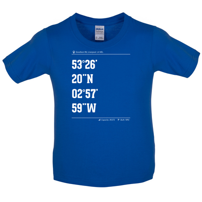 Stadium Coordinates Evertonians Kids T Shirt