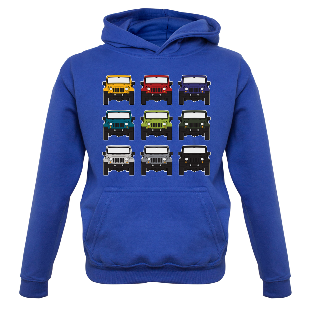 JW 9 Colour Car Grid Kids T Shirt