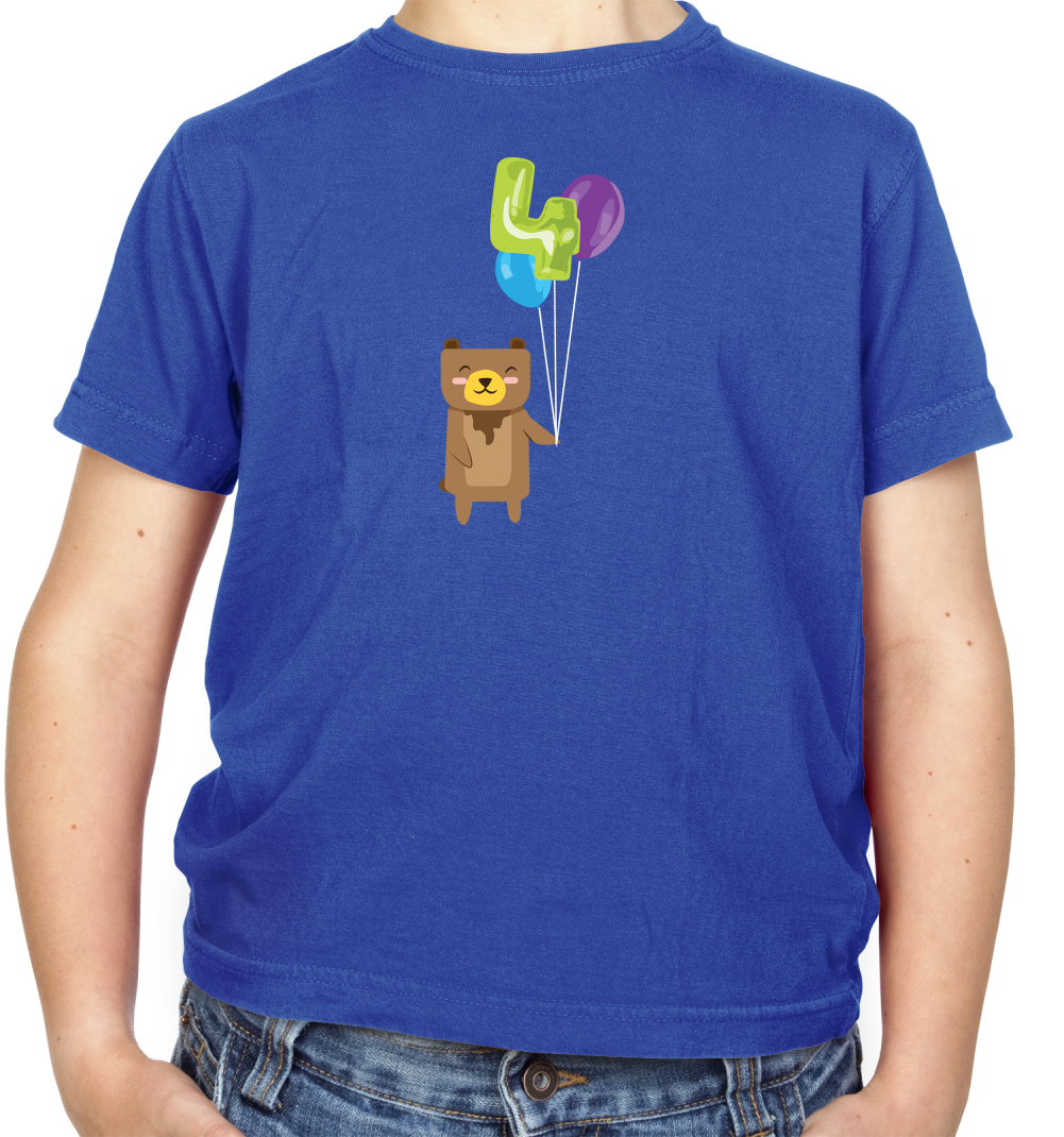 4th Birthday Bear Kids T Shirt