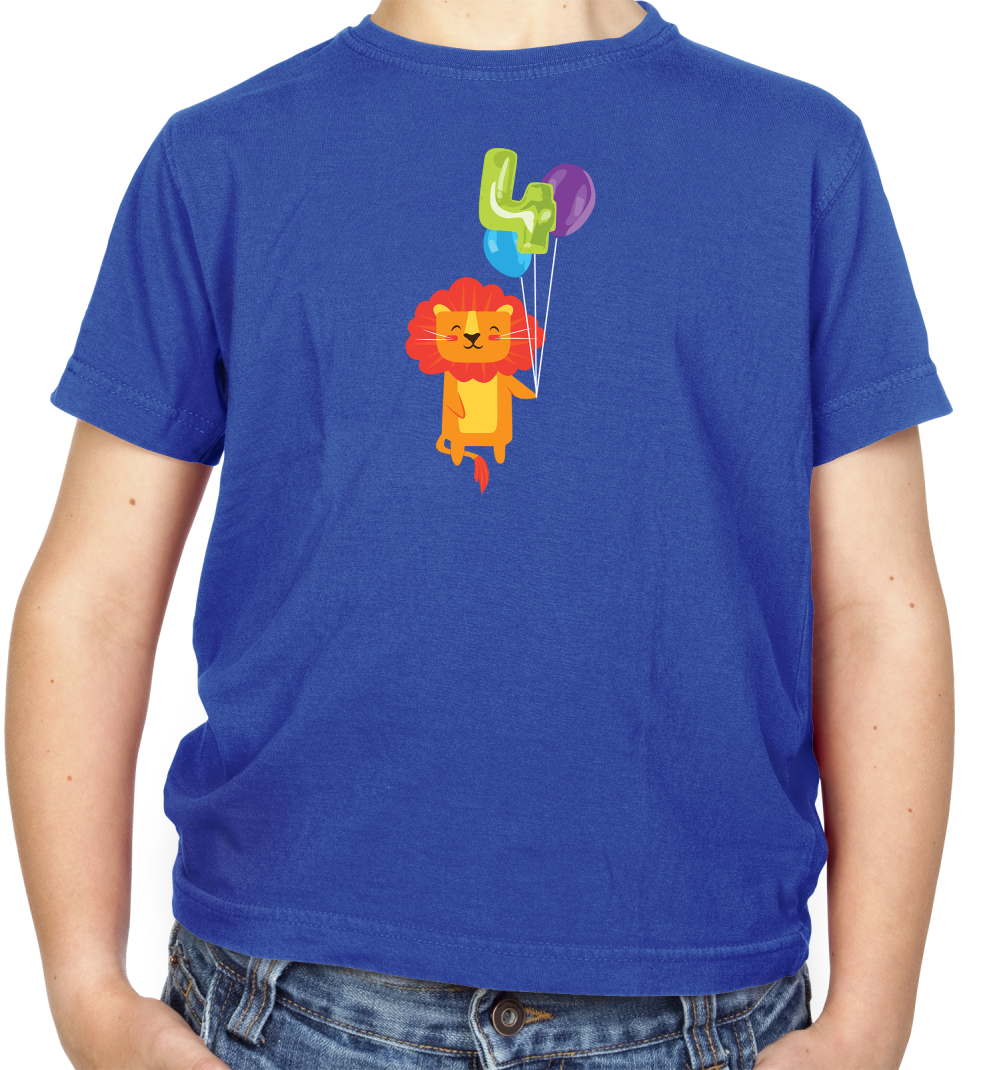 4th Birthday Lion Kids T Shirt