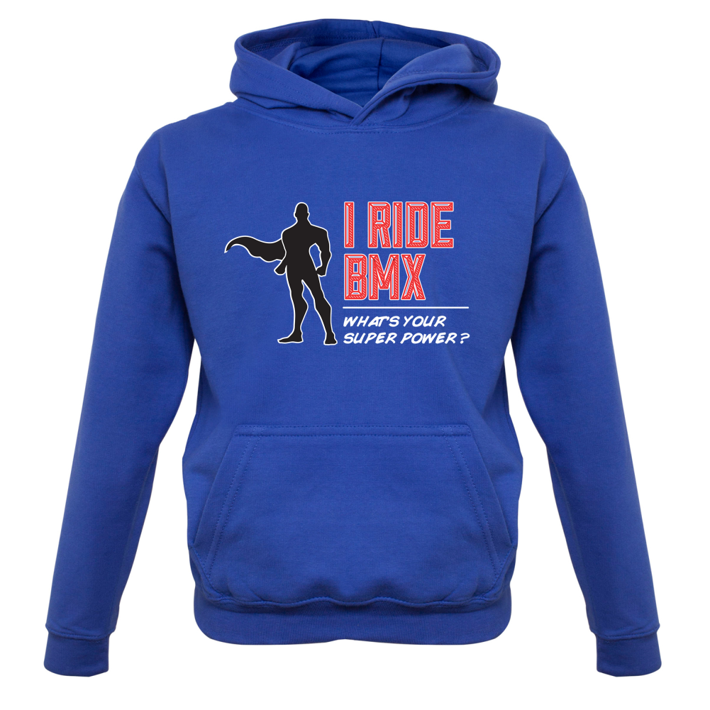 I Ride BMX What's Your Super Power MALE Design Kids T Shirt