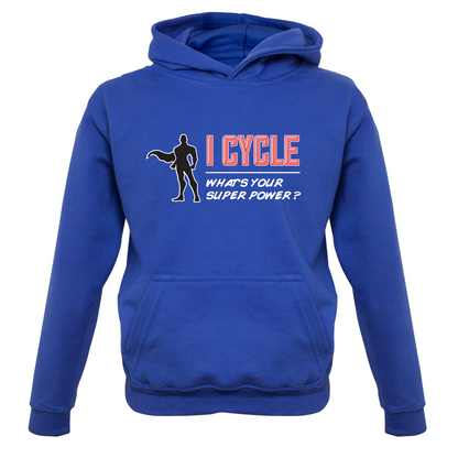 I Cycle What's Your Super Power MALE Design Kids T Shirt