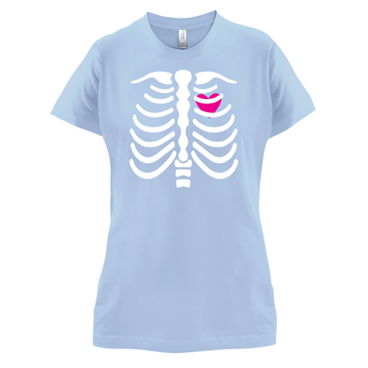 Pink Heart Skeleton T Shirt