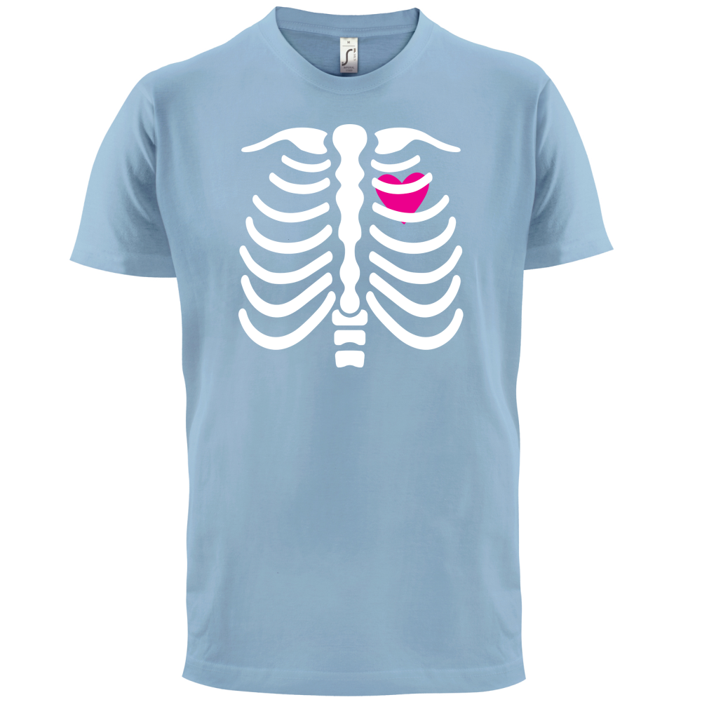 Pink Heart Skeleton T Shirt
