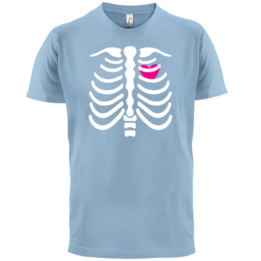 Pink Heart Skeleton T Shirt