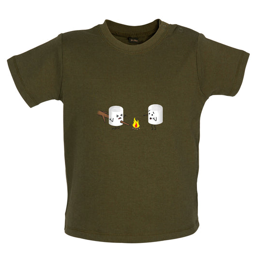 Marshmallow Horror Scene Baby T Shirt