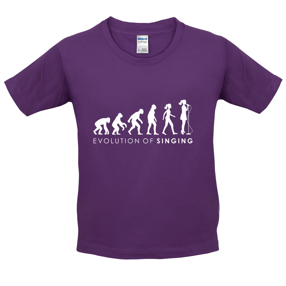Evolution Of Woman Singing Kids T Shirt
