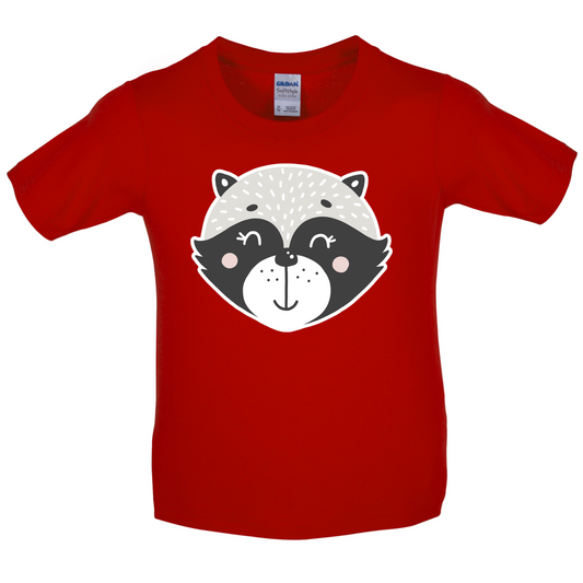 Smiley Face Racoon Kids T Shirt